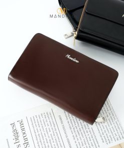 Ví cầm tay - Clutch 2 khoá da bò Nappa CT521 Nâu