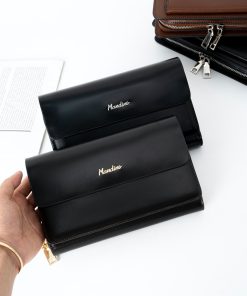 Alternative view of Clutch Ví cầm tay nam da box calf màu đen chính hãng Mandino