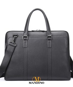 Cặp da công sở da Saffiano màu đen M019